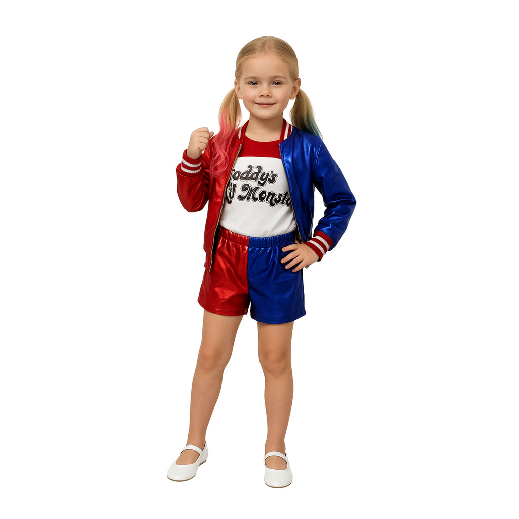 Fantasia Arlequina Esquadrão Suicida Infantil Luxo Cosplay