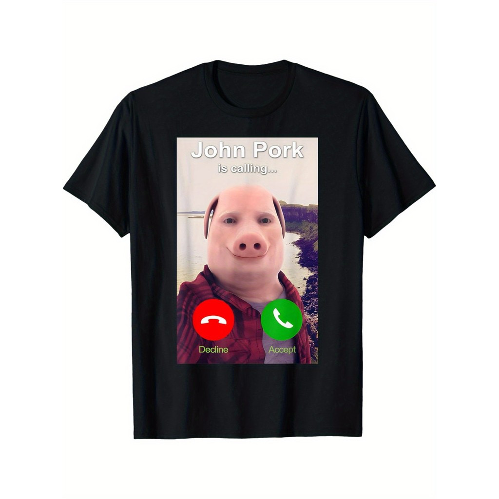 [Camiseta Premium em Algodão Puro]SISI Camiseta Feminina Masculina John Pork Meme Engraçado Básica Oversized em Oferta na Shopee