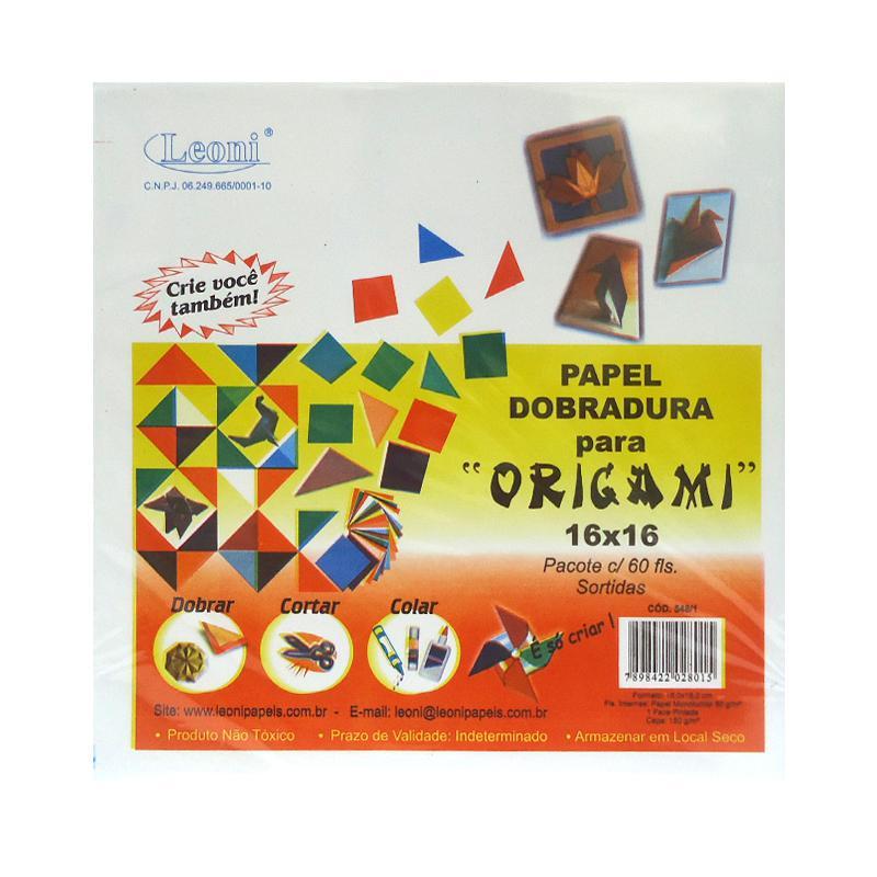 Papel origami 16x16 com 60 folhas Leoni em Oferta na Shopee