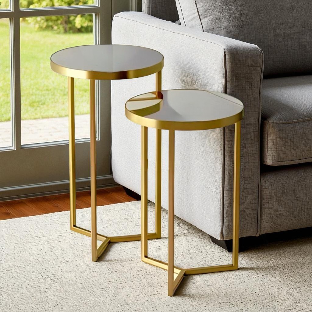 Mesa De Canto Lateral Conjunto Com 2 Peças Tampo Espelhado em Oferta na Shopee