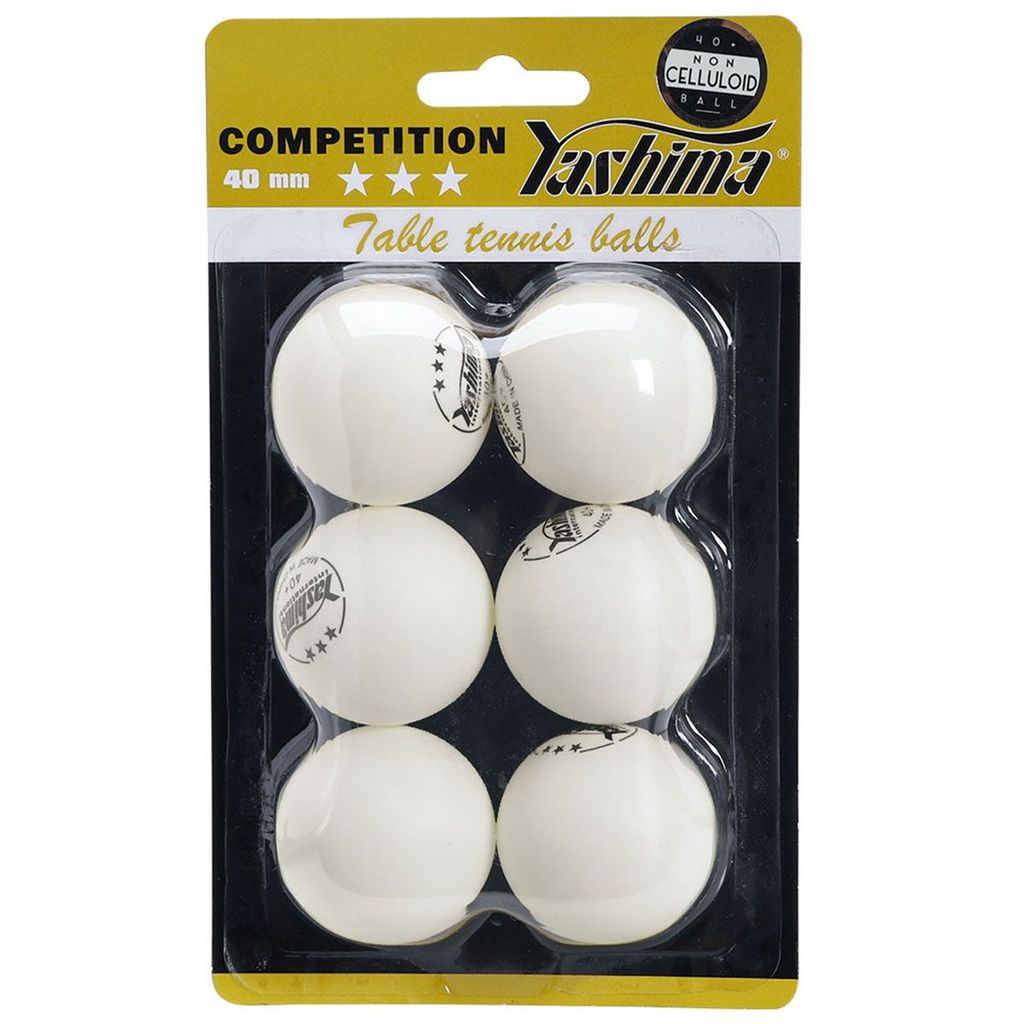 Bola de Tênis de Mesa Branca Yashima 3 Estrelas PVC Com 06 Unidades