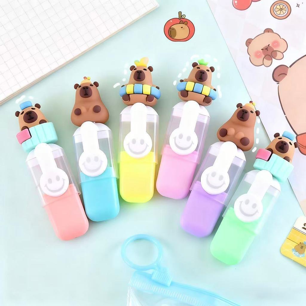 Kit 6 Mini Marca Texto Capivara E Natalino Colorido Escola