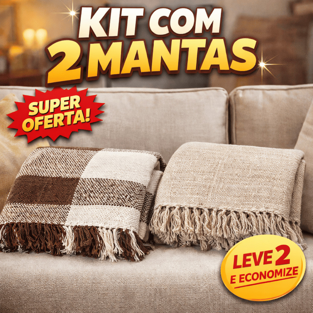 Kit 2 Mantas para Sofá 100% Algodão Premium 210x120 – Protetora Decorativa, Toque Macio, Não Desfia