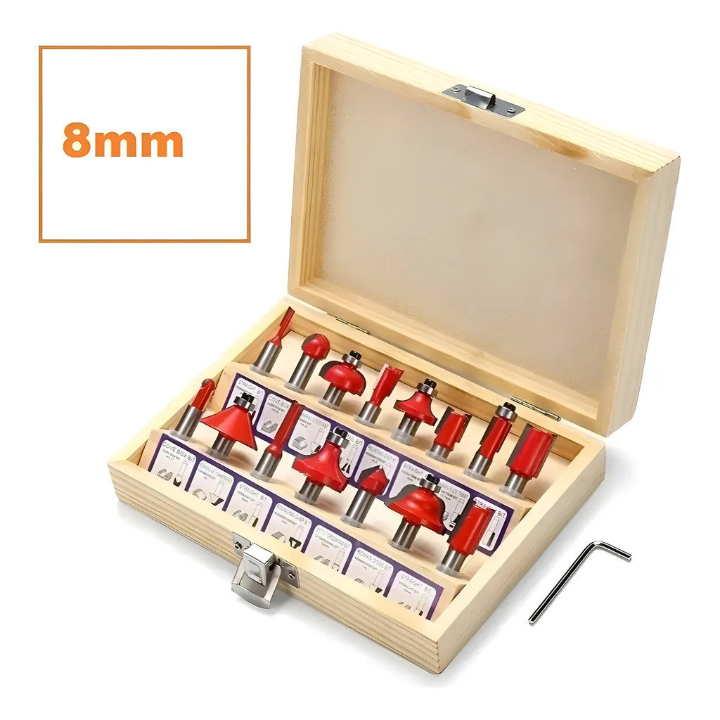 Jogo De Fresas Profissional Tupia C15 Pçs 8mm Com Maleta