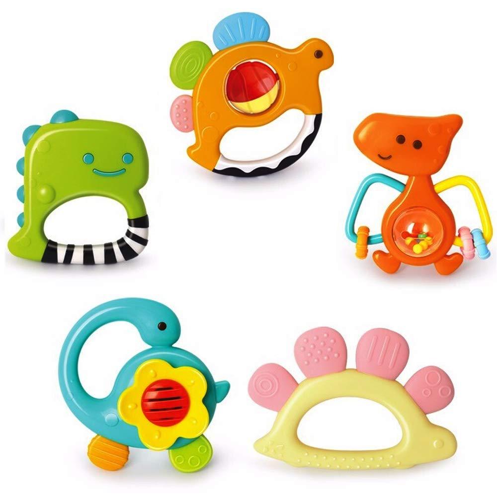 Conjunto de Chocalho e Mordedor Yiosion para Bebês, Brinquedo Musical Giratório, Presentes Sensoriais Educativos para Be
