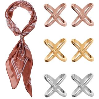 Anel de em Forma de X, Clipe de Lenço Maravilhoso, Suporte de Fivela para Lenços, Pino Deslizante para Lenço, Five