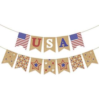 Decoração de 4 de Julho, Faixa de Juta com Franjas dos EUA, Decoração para Festa do Dia da Independência Americana para 