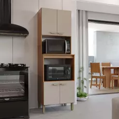 Torre Quente Modulada Para Forno Fidelitá Mariana 65cm 4 Portas Freijó/Camurça