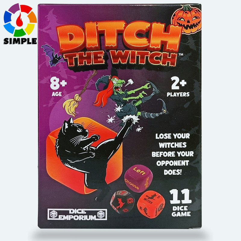 Ditch the Witch Dice Game for Ages 8+ – Fast-Paced Family Games with Custom 6 Sided Dice, Witch Counter, and Directional