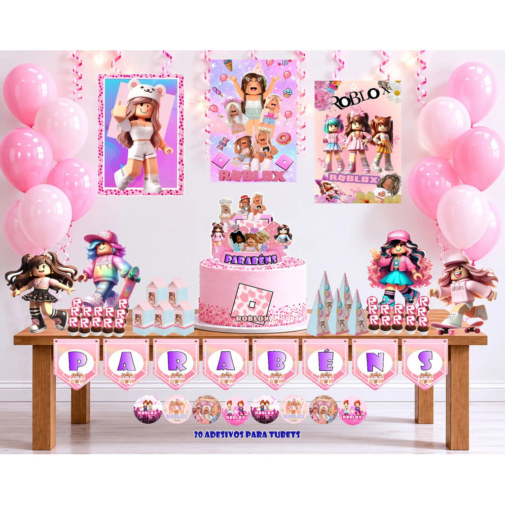 Kit Festa Roblox Menina Só um Bolinho decoração de festa, festa em casa, aniversário, Mêsversário