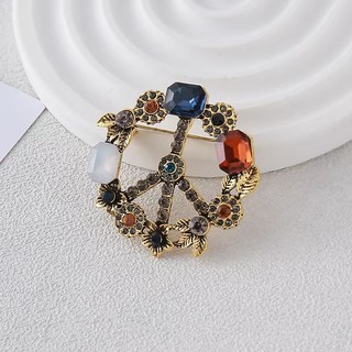 Broche barroco Vintage logotipo da paz acessórios de pino redondo podem ser usados atrás do pingente dois Designs