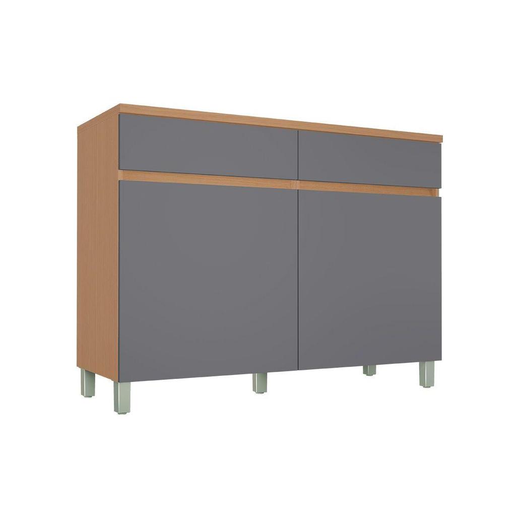 Balcão Cozinha Nesher Realeza c/2 Portas 2Gavs 120cm Carvalho/Titânio