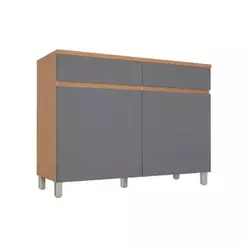 Balcão Cozinha Nesher Realeza c/2 Portas 2Gavs 120cm Carvalho/Titânio