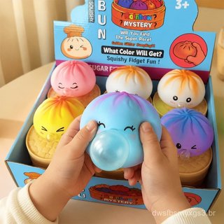 100% Autêntico Brinquedo Squishy de Bolinho Misterioso Arco-Íris, 10cm de diâmetro – Pãozinho Macio para Alívio do Estre