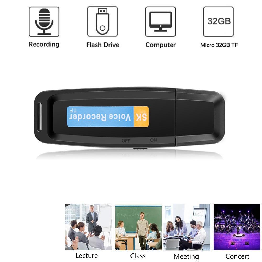 Gravador De Voz De Áudio Em Disco  U , Ditafone De Unidade Flash USB De Cartão TF , Recarregável De Longa Distâ