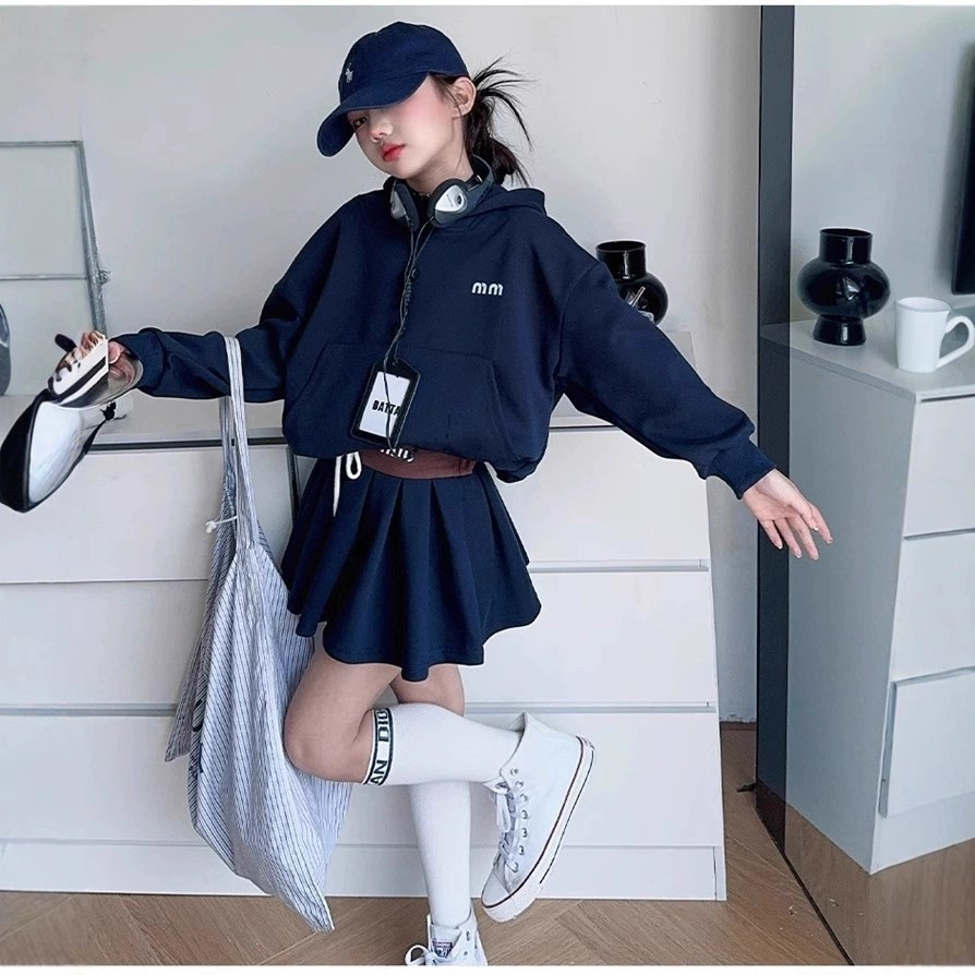 Ternos infantis grandes para meninas 2026 novo estilo infantil moda moletom vestido bebê roupas de outono terno de duas