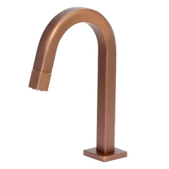 Torneira Banheiro Lavatório Quadrada Rose Gold Metal Mesa Cuba Apoio Sobrepor 1/4v Arejador Bica Baixa