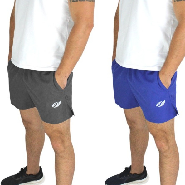 Kit 2 Shorts Masculino Corrida Treino Academia Curto Com Elastano Academia Elástico e Bolso