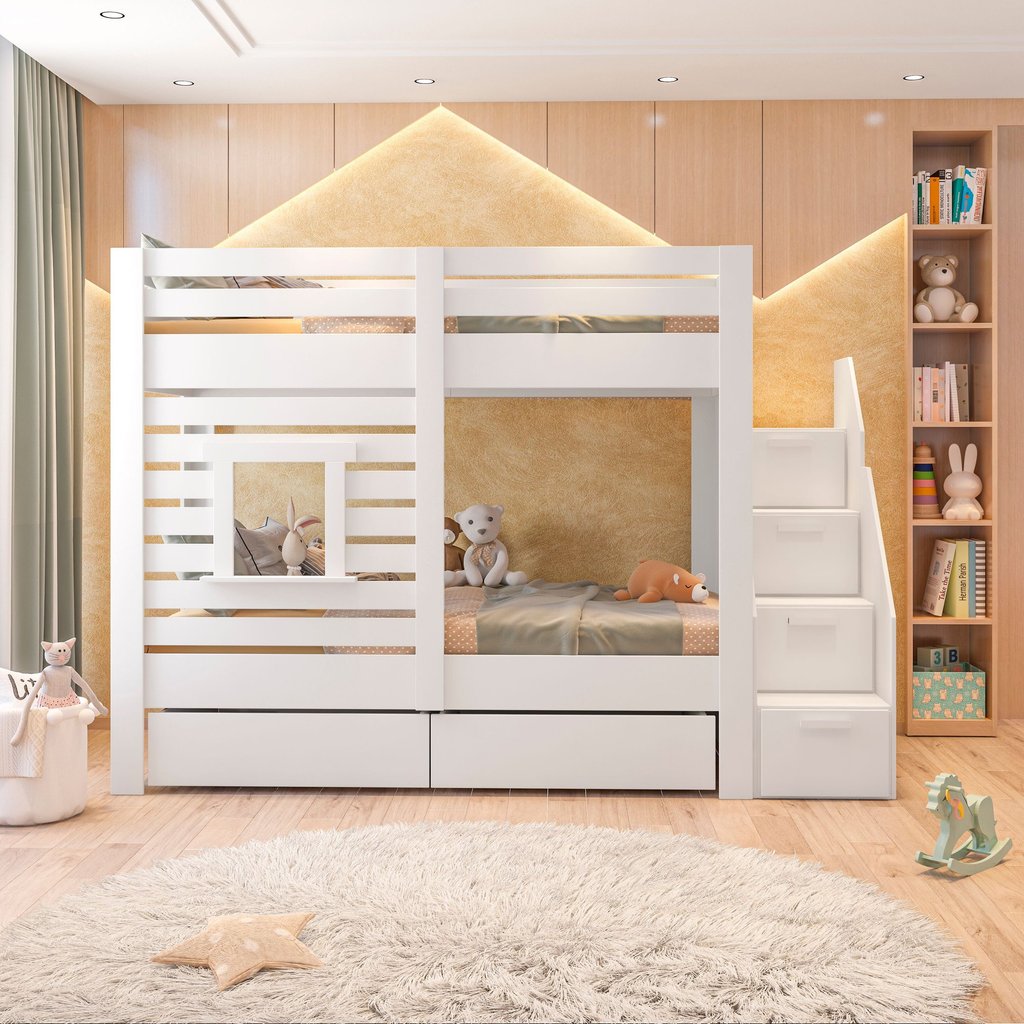 Beliche Infantil Star Plus com Janela Casatema MadeiraOriginals Branco Branco