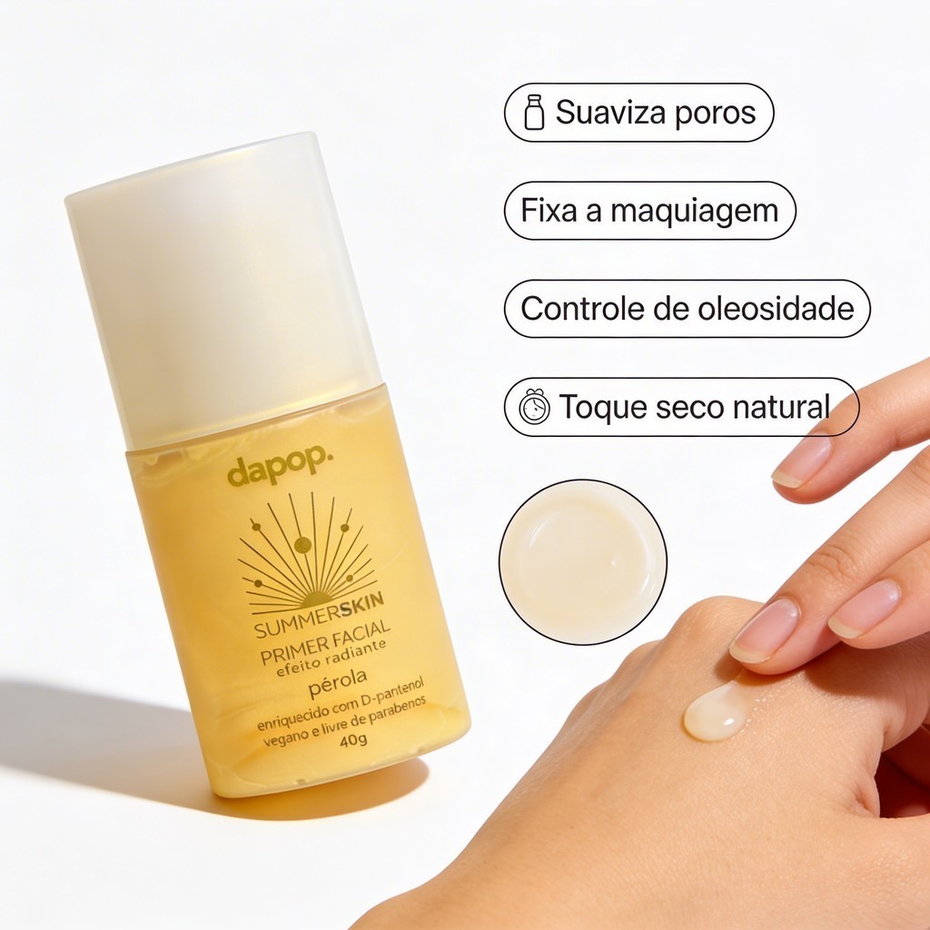 Primer Summer Skin Dapop Pérola Iluminador Efeito Glow Pele Uniforme