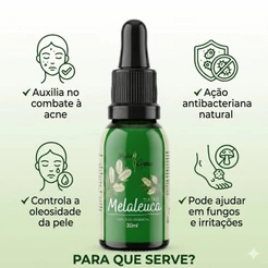 Óleo Essencial Melaleuca Tea Tree 30ml 100% Puro Antisséptico Natural Acne Oleosidade Fungos Unhas