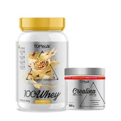 Kit Whey Protein 100% Concentrado Sabor Torta de Maracujá 900g e Creatina 100% pura 300g topway