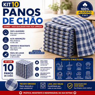 Pano De Chão Xadrez   Multiuso 75 cm x 45 cm 100% Algodão