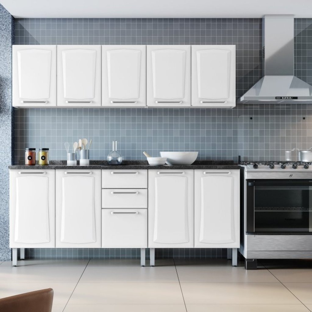 Cozinha Completa Modulada 4 Peças 10 Portas 2 Gavetas Tarsila Itatiaia Branco/Neve