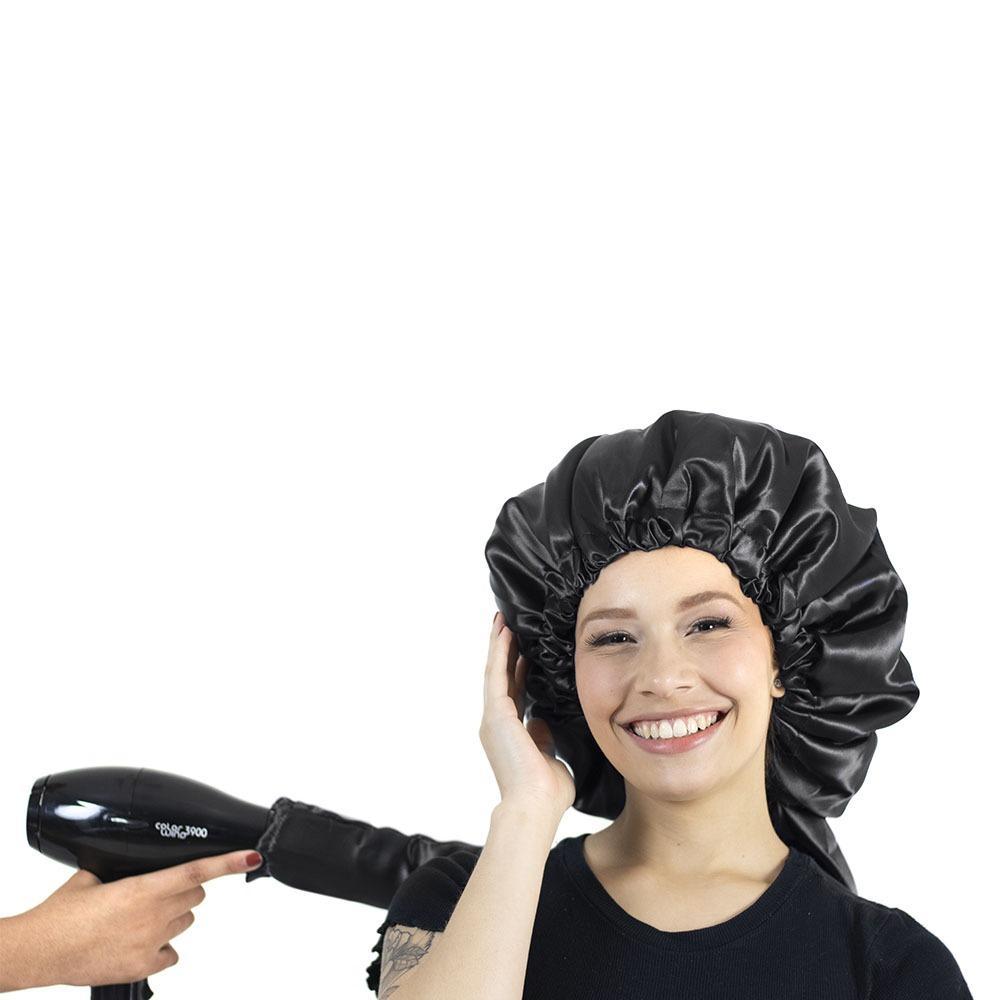 Touca Difusora Toca Cetim Cachos Secadora Cabelo Anti-Frizz