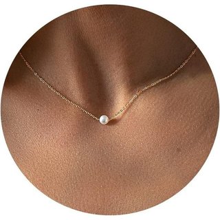Colares de Pérolas para Mulheres, Colar de Pérolas Delicado e Bonito Banhado a Ouro 14K para Mulheres, Colar de Pérolas 