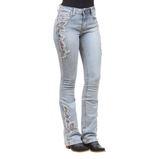 Calça Jeans Feminina Azul Bordada Texas Farm 40226