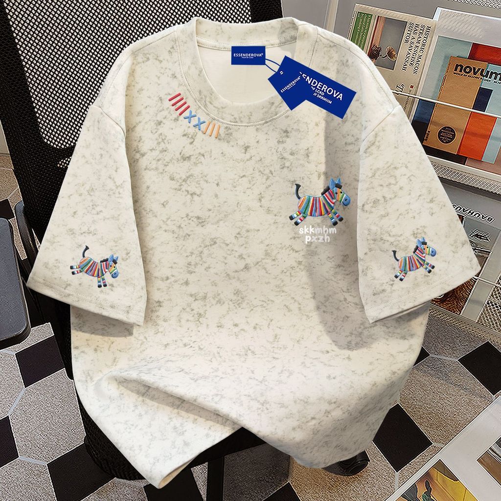 100% algodão estilo japonês de comprimento médio pônei Tie-Dye camiseta de manga curta masculina feminina verão venda qu