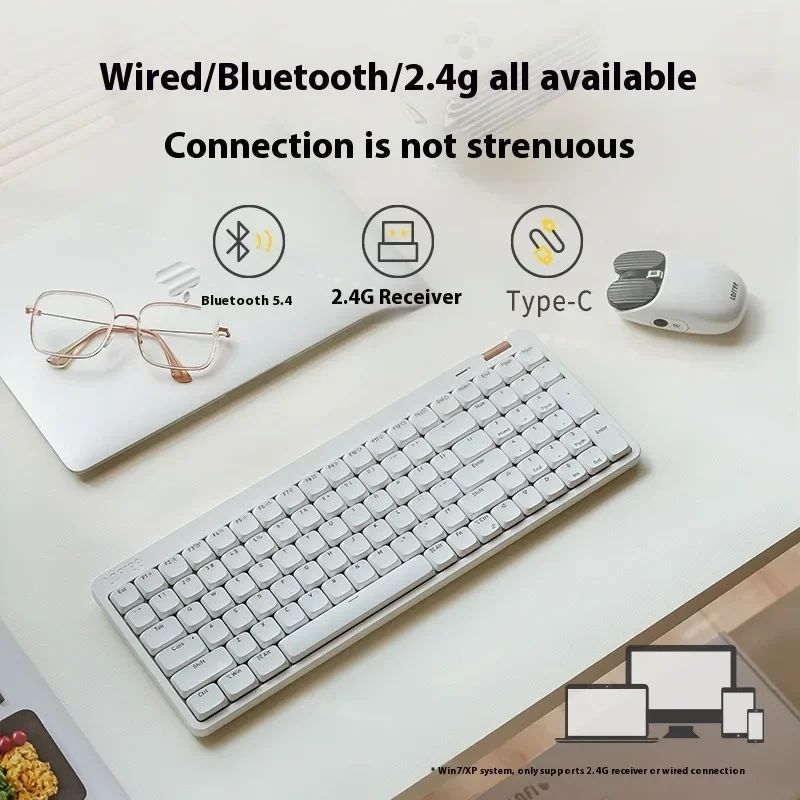 Lofree Flow Lite 100 Teclas Branco Teclado Mecânico Sem Fio De Baixo Perfil Conj