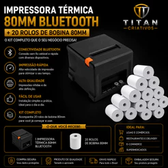 Impressora Térmica 80mm Guilhotina Ncfe Cupom Com 20 Bobinas