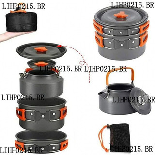 Kit De Panelas Para Acampamento Ao Ar Livre , Conjunto De Cozinha , Chaleira De Água , Panela , Viagem , Caminhadas , Pi