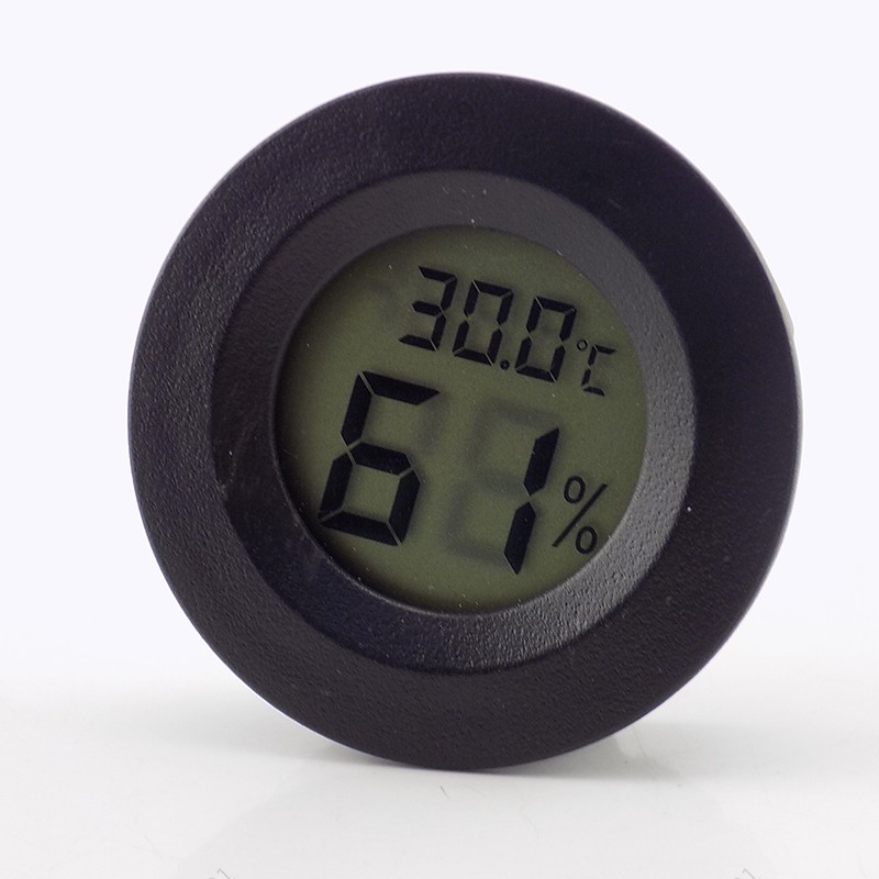 Redondo Preto Higrômetro Termômetro Medidor LCD Digital Testador De Temperatura Detector Umidade Do Aquário BR29B1