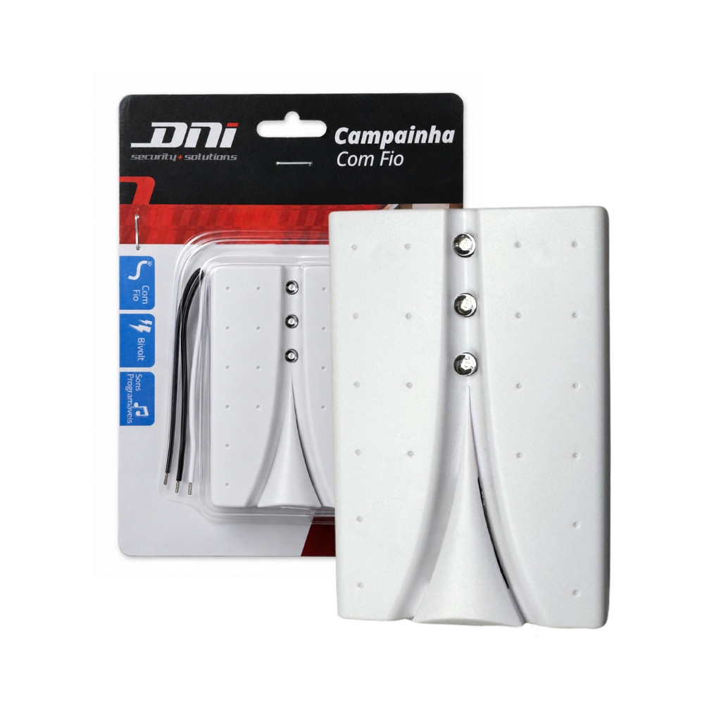 Campainha Musical Com LED Para Deficiente Auditivo Surdo Com Fio e Sons Programáveis Bivolt DNI6336