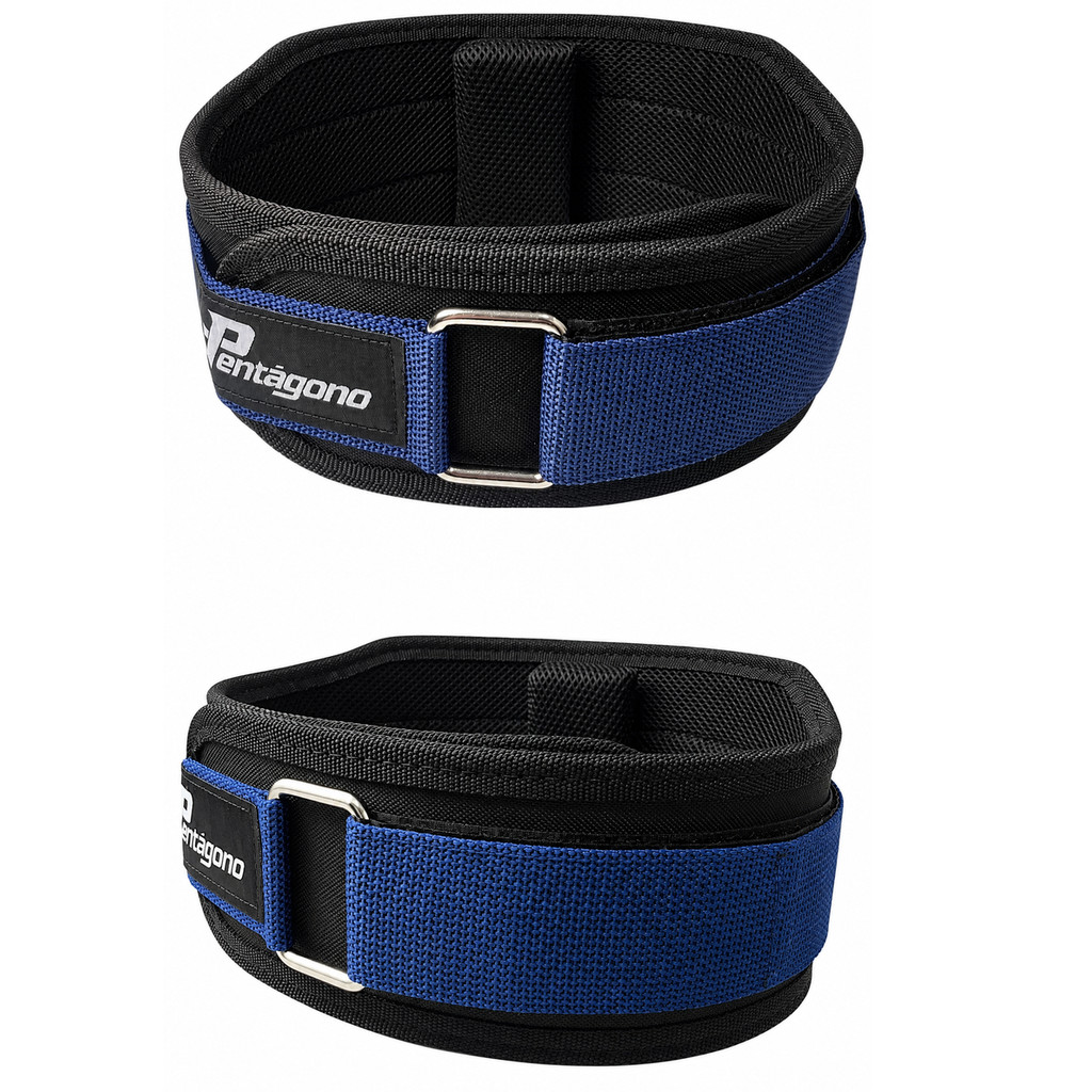 Cinturão Musculação Tiger Ajustável Preto Azul-Marinho Apoio Lombar Agachamento Academia Pentágono