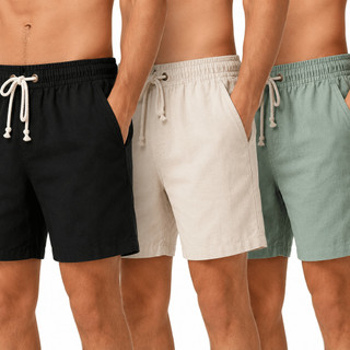 Kit 3 Bermuda de Linho Masculina Verão Envio Imediato Confortável Leve Praia