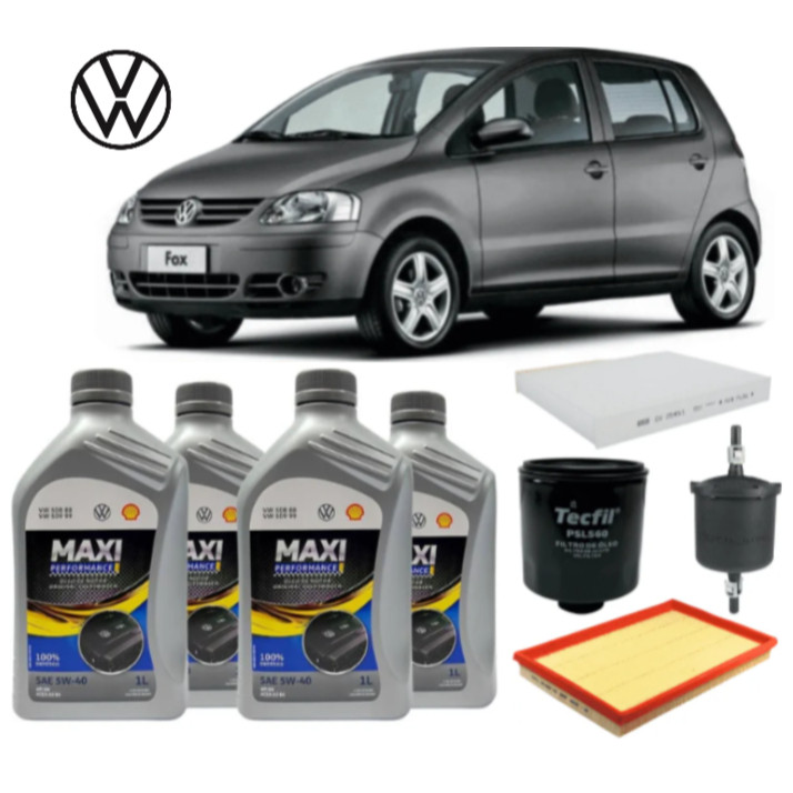 Kit Revisão Volkswagen Fox 1.0 2003/2013 4L 5W40 Sintético Todos os Filtros