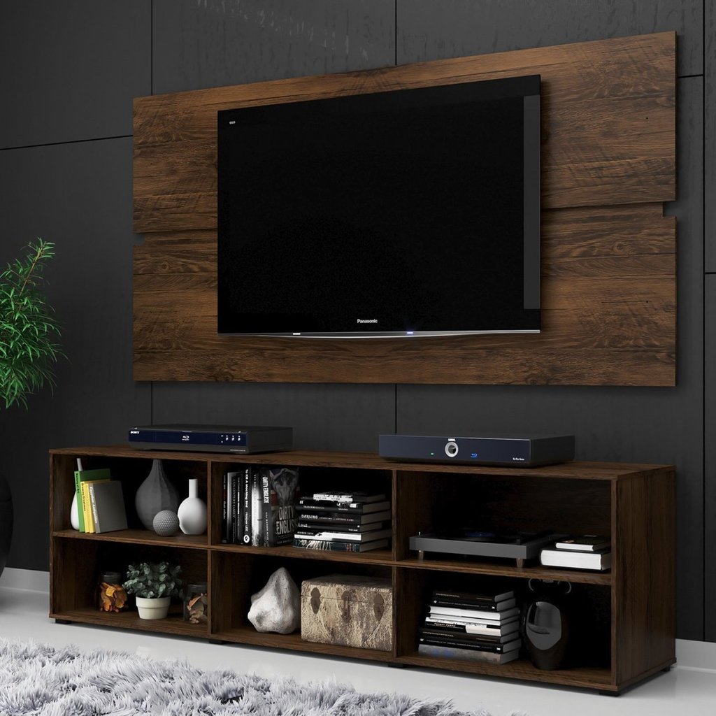 Rack com Painel para TV até 55 Polegadas 141,8cmx180cm Imperador Cacau