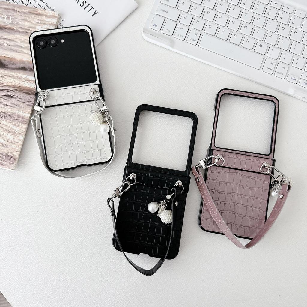 Capa De Telefone Com Alça De Pulso De Couro Padrão De Jacaré Para Motorola Razr