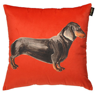 0349 Almofada de sofá estampada de veludo para cachorro Almofada de cabeceira para escritório