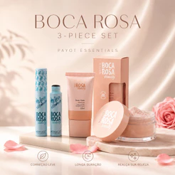 Kit 3 Peças Boca Rosa Beauty By Payot Base Líquida + Pó Facial + Máscara Para Cílios