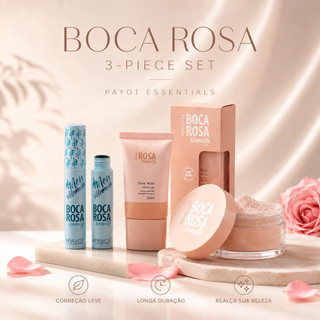 Kit 3 Peças Boca Rosa Beauty By Payot Base Líquida + Pó Facial + Máscara Para Cílios
