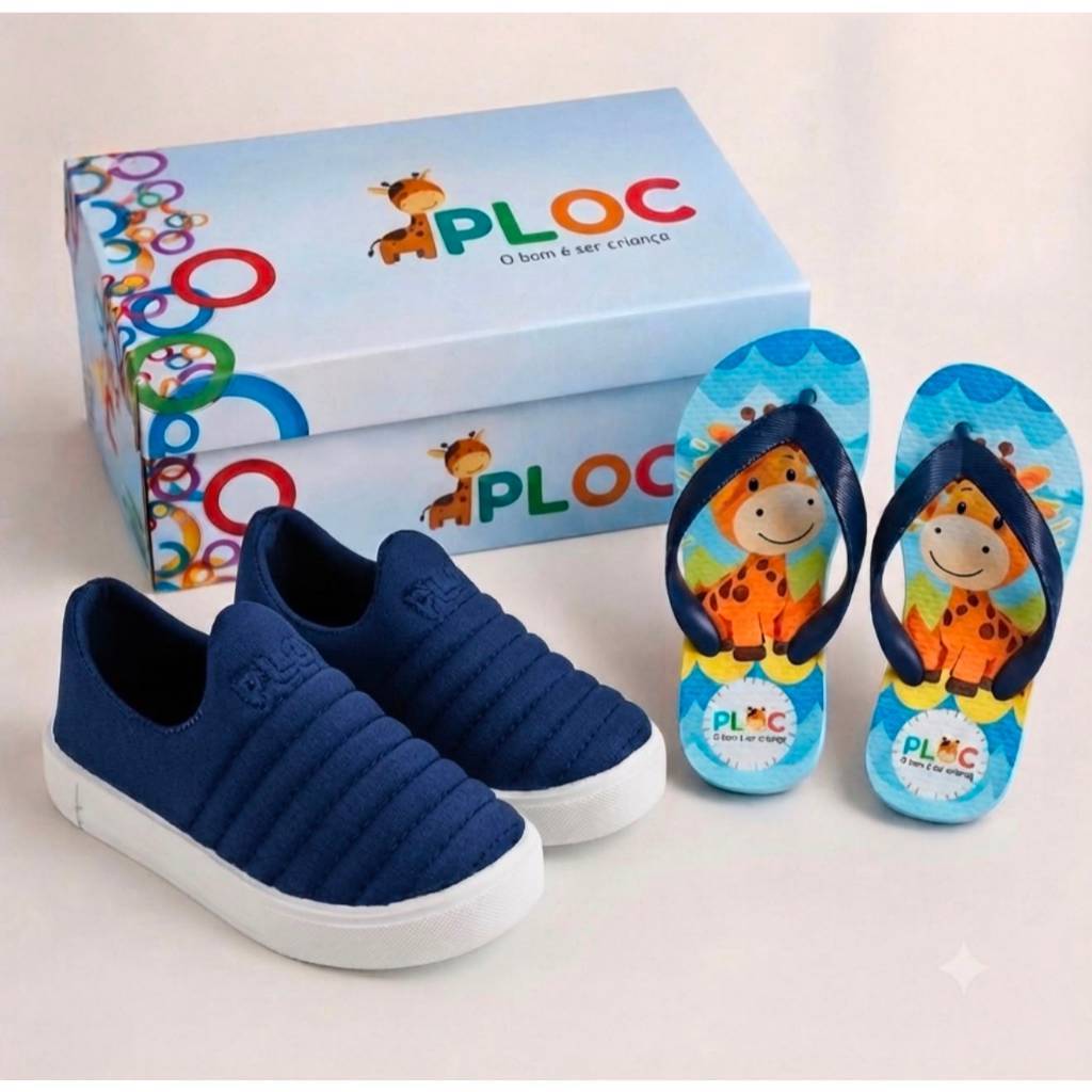 Kit 2 Pares: Tênis Iate + Chinelo Infantil Ploc Menino Estampado — imagem 2 de 2