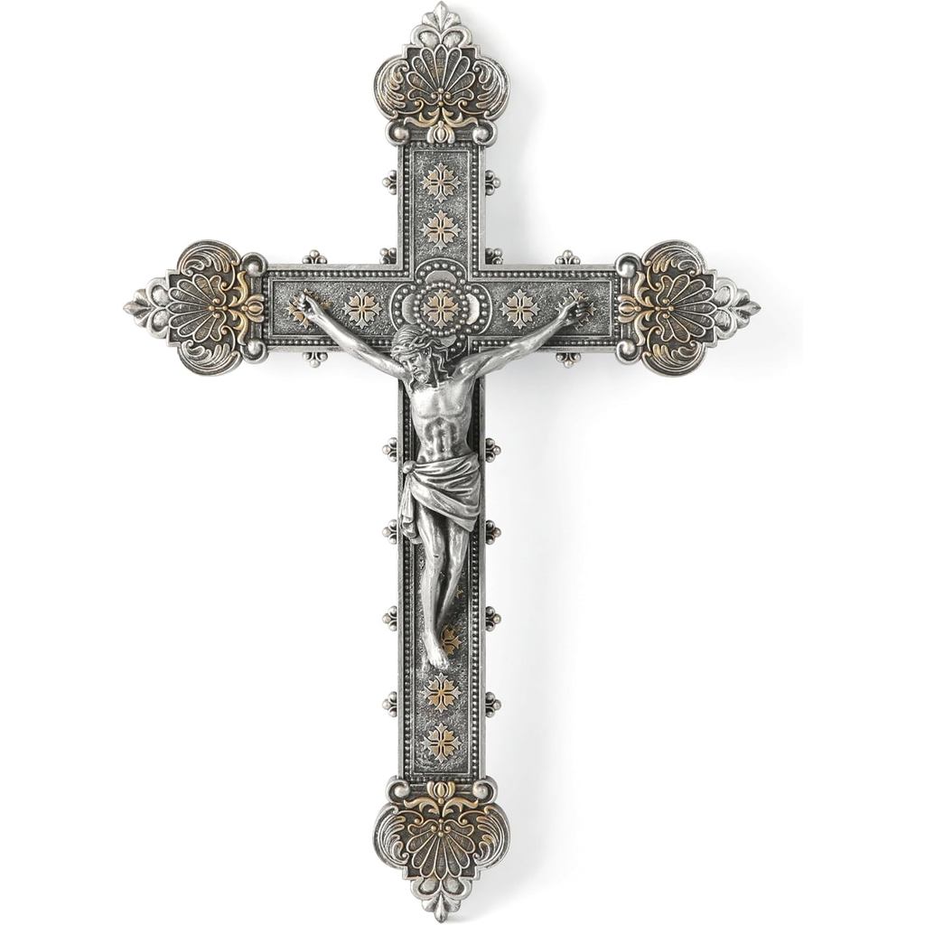 Crucifixo Católico de Parede BC, 12" de Altura, Decoração para Casa com Jesus Cristo, Presente Religioso, Acabamento em 