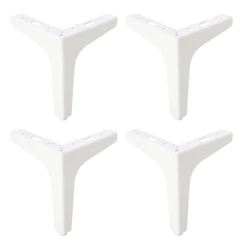Kit com 4 Pés De Canto Para Sofá E Móveis Branco De Aço 15cm - Jogo de Pé Curvo Branco