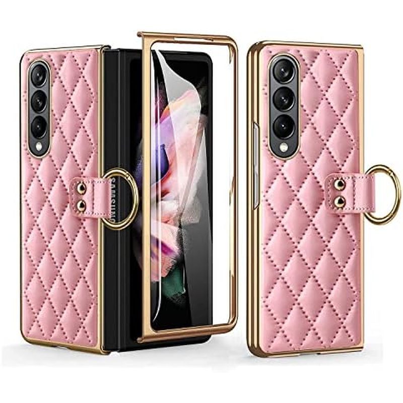Para Samsung Galaxy Z Fold 5 High-end Elegante Capa De Telefone De Couro Diamant
