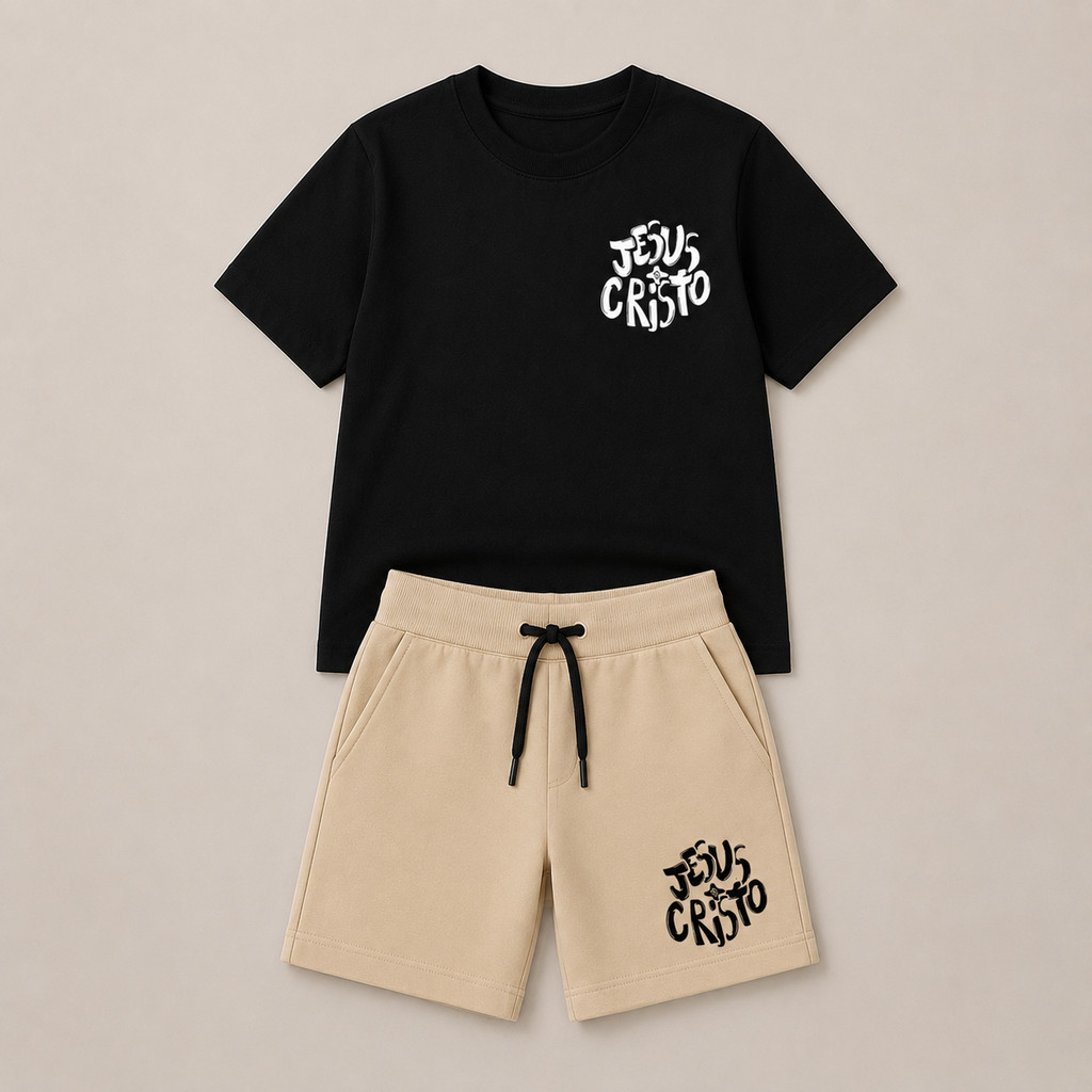 Kit Conjunto Masculino infantil Bermuda + Camisa Kids Conjunto estiloso Bermuda Leve Conjunto Menino